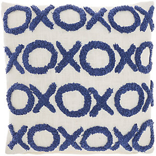 Mina Victory Tufted XOXO Indoor Throw Pillow, Blue Ink, large