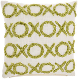 Mina Victory Tufted XOXO Indoor Throw Pillow, Lime, large