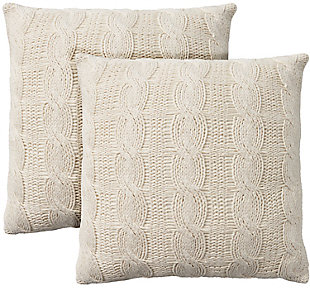Mina Victory Cotton Knitted Indoor Throw Pillow (Set of 2), White, large