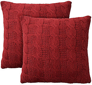 Mina Victory Cotton Knitted Indoor Throw Pillow (Set of 2), Red, large