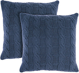 Mina Victory Cotton Knitted Indoor Throw Pillow (Set of 2), Navy, large