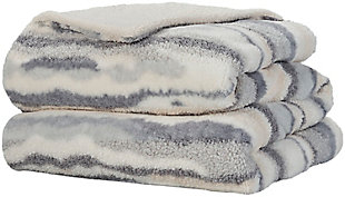 Mina Victory Faux Fur Jaquard Faux Fur Indoor Throw Blanket, Blue, large