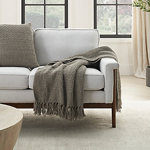 Mina Victory Woven Chenille Indoor Throw Blanket, Gray, rollover