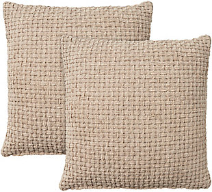 Mina Victory Woven Chenille Indoor Throw Pillow (Set of 2), Beige, large