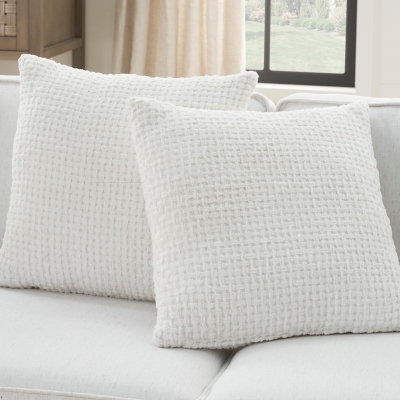 Mina Victory Woven Chenille Indoor Throw Pillow (Set of 2), White