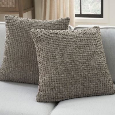 Mina Victory Woven Chenille Indoor Throw Pillow (Set of 2), Gray