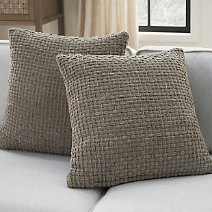 Mina Victory Woven Chenille Indoor Throw Pillow (Set of 2), Gray, rollover