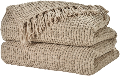 Mina Victory Woven Chenille Indoor Throw Blanket, Beige, large