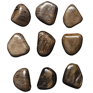 Uttermost Pebbles Wood Wall Decor Set of 9, Dark Brown, large