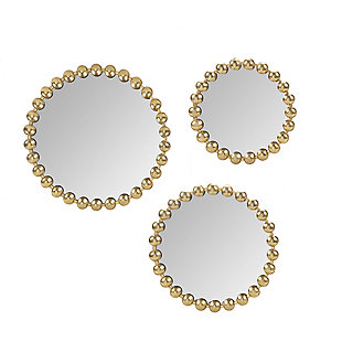 Marlowe Beaded Round Wall Mirror Set of 3, , large