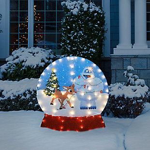 Rudolph and Bumble Snowglobe Yard Décor, , rollover