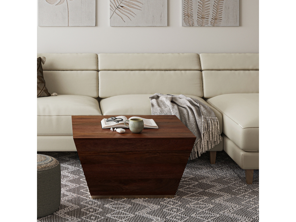 Simpli Home Abba Coffee Table, Cognac Brown, large