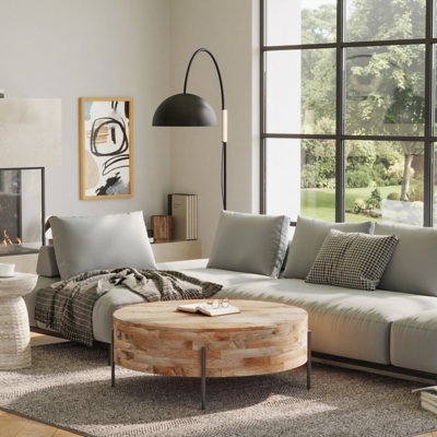Simpli Home Rayburn Drum Coffee Table, , rollover