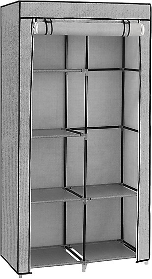 SONGMICS Clothes Storage Organizer with 6 Shelves, Gray, rollover