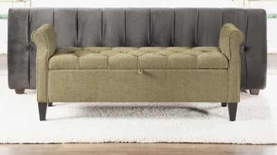 Jennifer Taylor Home Jacqueline Tufted Roll Arm Storage Bench, , rollover