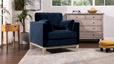 Jennifer Taylor Home Knox Arm Chair, Dark Navy Blue, rollover