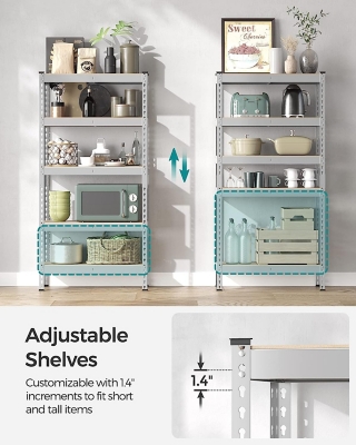 King's Rack 5-Tier Metal Boltless Storage Shelving in White/Wooden