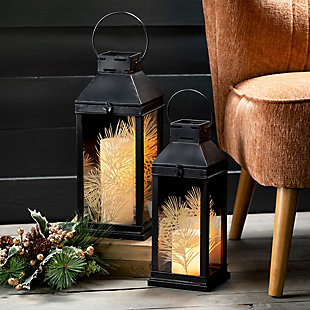Sullivans Lantern with Etched Pinecones (Set of 2), , rollover