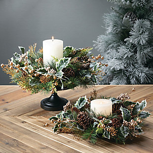 Sullivans Holly And Pine Christmas Mini Wreath, , rollover