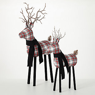 Sullivans Plaid Standing Deer Figurines (Set of 2), , large