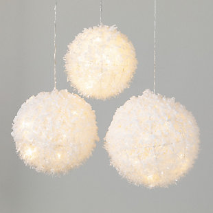 Sullivans Lighted Hanging Snowballs (Set of 3), , large