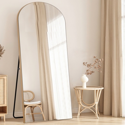 Feronia 24" x 71" Full-Length Arched Standing Mirror, Gold, large