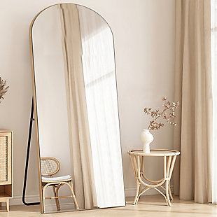 Feronia 24" x 71" Full-Length Arched Standing Mirror, Gold, rollover