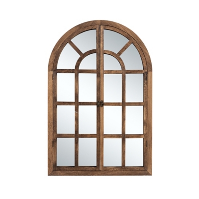 Feronia 24" x 36" Arched Wall Mirror, Brown, grid