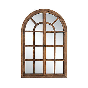 Feronia 24" x 36" Classic Arched Wall Mirror, Brown, large