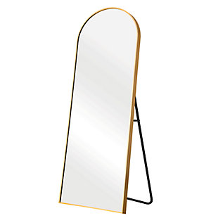 Dulcea 21" x 64" Full Length Arched Floor Mirror, Gold, large
