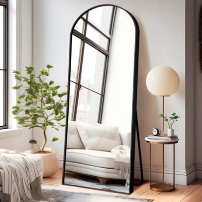 Dulcea 21 x 64 Full Length Arched Floor Mirror, Black