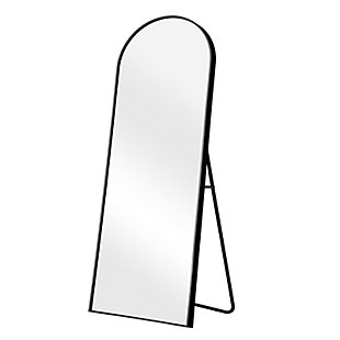 Dulcea 21" x 64" Full Length Arched Floor Mirror, Black, large