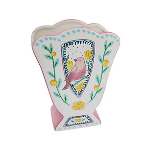 Storied Home Fan Shaped Vase with Painted Bird Design, , large