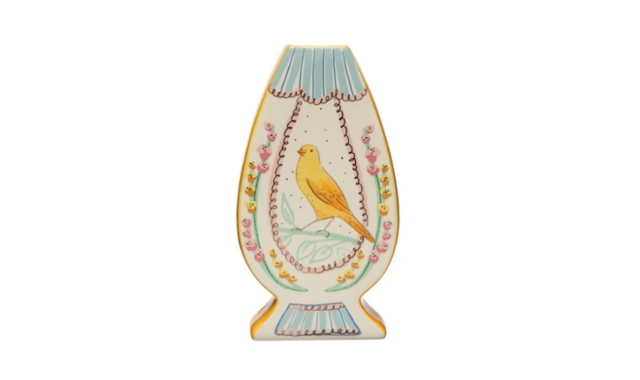 Storied Home Vase with Painted Bird Designs