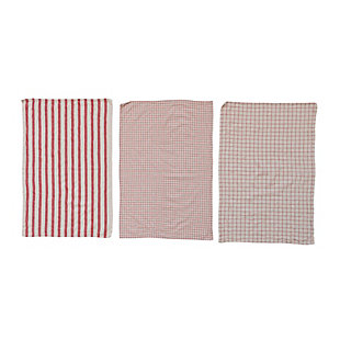 Storied Home Grid Pattern and Stripes Tea Towl (Set of 3 Styles), , large