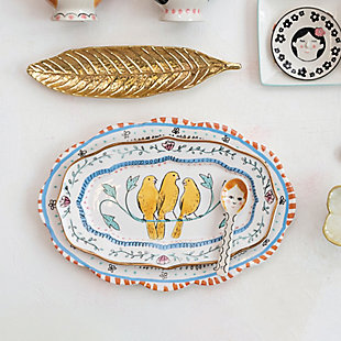 Storied Home Platter with Painted Bird Design, , rollover
