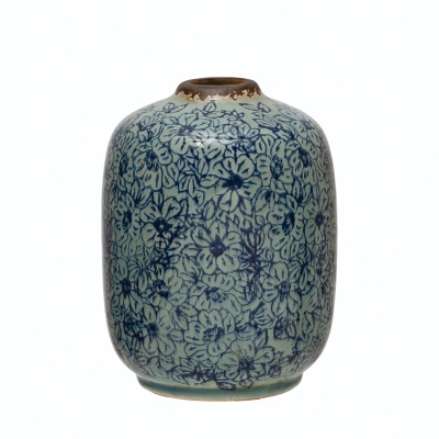 Storied Home Vase with Floral Pattern, , large