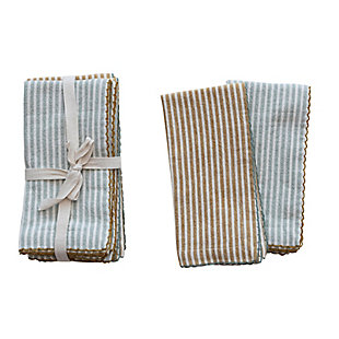Storied Home Napkins with Scalloped Edge and Stripes (Set of 4), , large