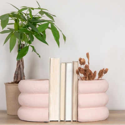 Storied Home Vase Bookends (Set of 2), Pink