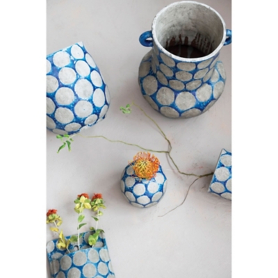Storied Home Vase with Wax Relief Dots and Handles, , rollover