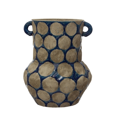 Storied Home Vase with Wax Relief Dots and Handles, , large