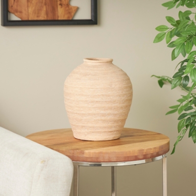 Bayberry Lane Wide Textured Vase, Beige