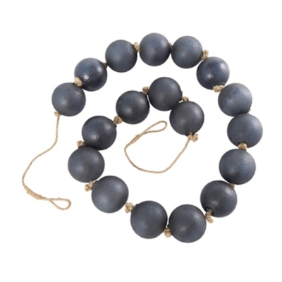 Bayberry Lane Frosted Orb Beaded Garland with Tassel, Black, large