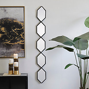 Bayberry Lane Slim Stacked Chain 5 Layer Wall Mirror with Trellis Pattern 7"W X 59"H, Black, rollover