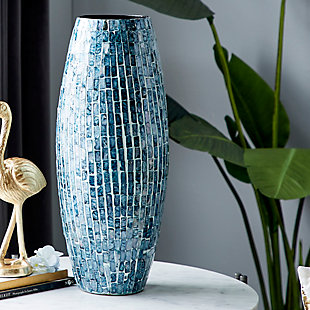 Bayberry Lane Large Mother of Pearl Mosaic Inspired Vase, , rollover