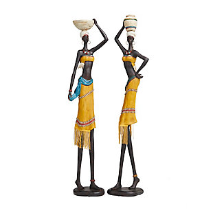 Bayberry Lane African Woman with Water Jugs Tall Sculpture (Set of 2), , large