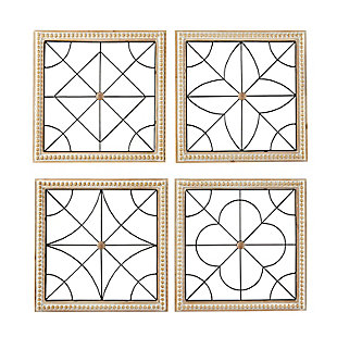 Bayberry Lane Carved Beading Geometric Wall Decor (Set of 4) 16"W X 16"H, , large