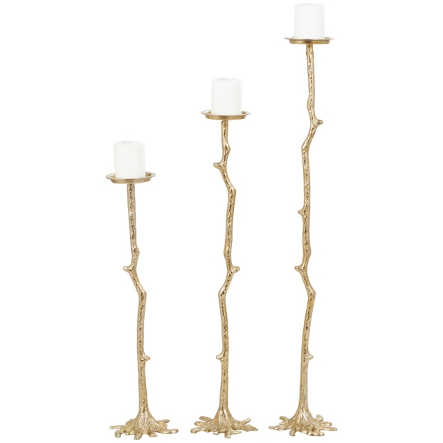 Bayberry Lane Abstract Tall Floor Textured Candle Holders (Set of 3)
