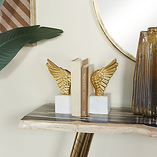 Bayberry Lane Bird Wings Bookends, Gold, rollover