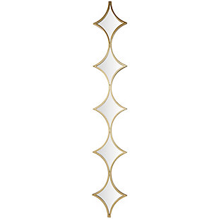 Bayberry Lane Slim Stacked Chain 5 Layer Wall Mirror with Diamond Pattern 10"W X 59"H, Gold, large